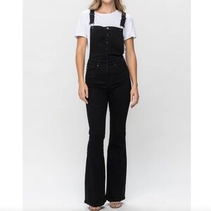Judy Blue High Waist Tummy Control Top Retro Flare Overall Jeans